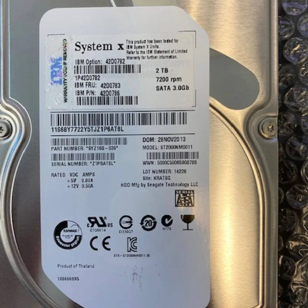 IBM 42D0782 2TB SATA 7200 RPM 3.5IN NL HS HDD - Like New/Excellent Condition